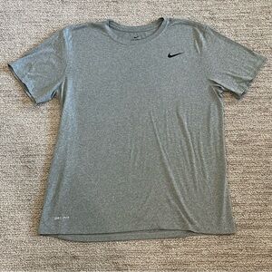 Nike Gray Short Sleeve Dri Fit Tee Classic Crew Neck